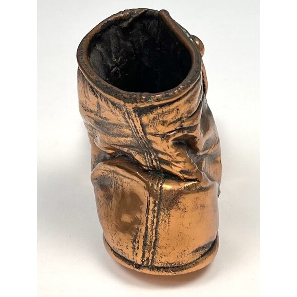 Antique 1800s BRONZED Copper Victorian BABY SHOE Side Button High Top EUC - Picture 4 of 6